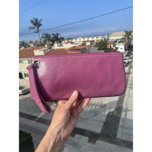 HOBO International mauve pink leather clutch wristlet coquette preppy